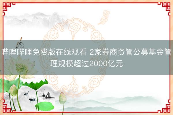 哔哩哔哩免费版在线观看 2家券商资管公募基金管理规模超过2000亿元
