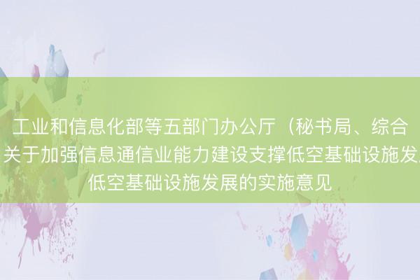 工业和信息化部等五部门办公厅（秘书局、综合局、综合司）关于加强信息通信业能力建设支撑低空基础设施发展的实施意见
