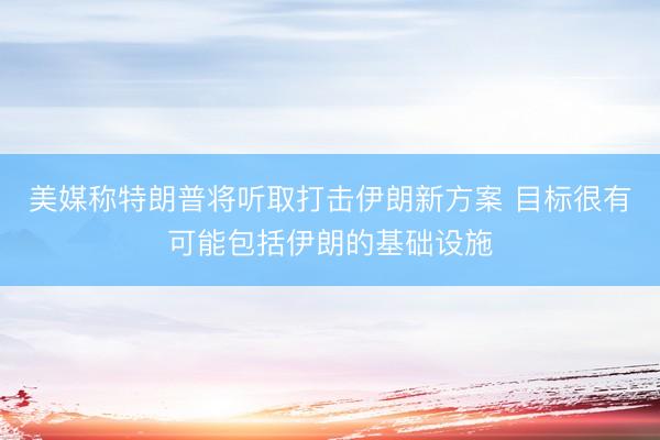 美媒称特朗普将听取打击伊朗新方案 目标很有可能包括伊朗的基础设施