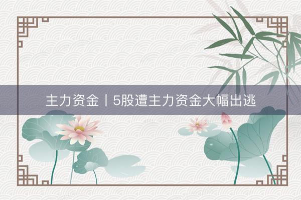 主力资金丨5股遭主力资金大幅出逃