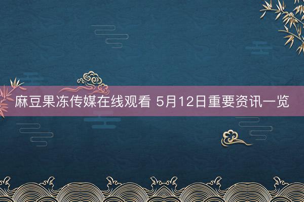 麻豆果冻传媒在线观看 5月12日重要资讯一览