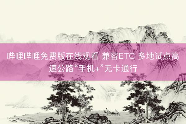 哔哩哔哩免费版在线观看 兼容ETC 多地试点高速公路“手机+”无卡通行