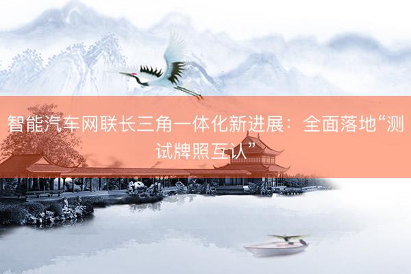 智能汽车网联长三角一体化新进展：全面落地“测试牌照互认”