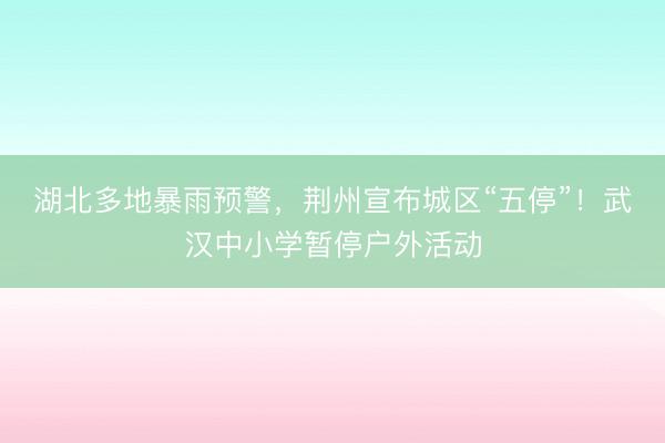 湖北多地暴雨预警，荆州宣布城区“五停”！武汉中小学暂停户外活动
