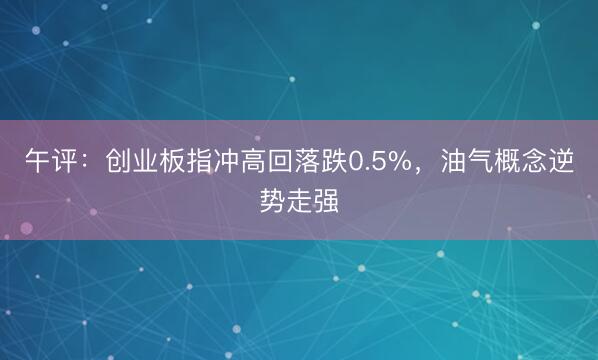 午评：创业板指冲高回落跌0.5%，油气概念逆势走强