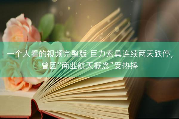 一个人看的视频完整版 巨力索具连续两天跌停，曾因“商业航天概念”受热捧