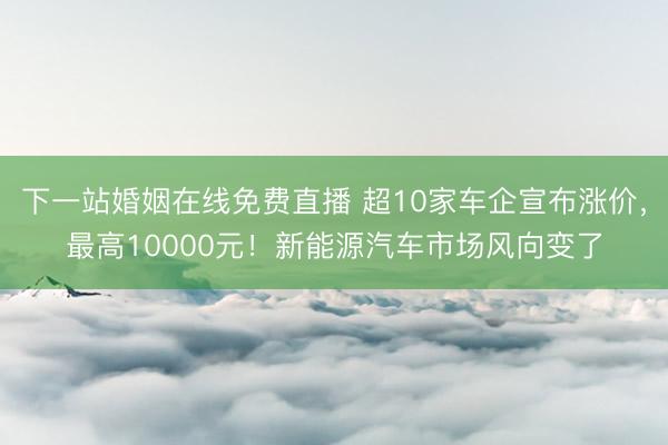 下一站婚姻在线免费直播 超10家车企宣布涨价，最高10000元！新能源汽车市场风向变了