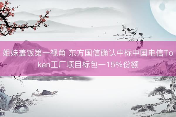 姐妹盖饭第一视角 东方国信确认中标中国电信Token工厂项目标包一15%份额