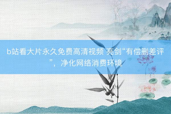 b站看大片永久免费高清视频 亮剑“有偿删差评”，净化网络消费环境