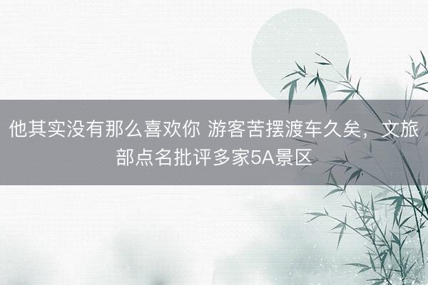 他其实没有那么喜欢你 游客苦摆渡车久矣，文旅部点名批评多家5A景区