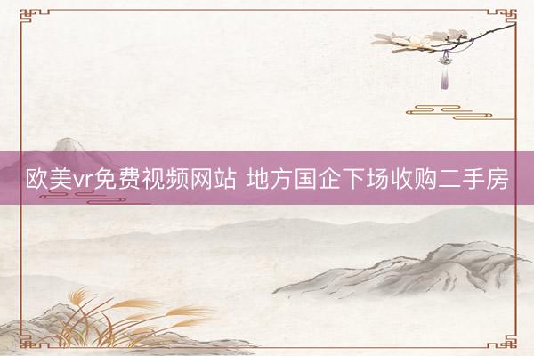 欧美vr免费视频网站 地方国企下场收购二手房
