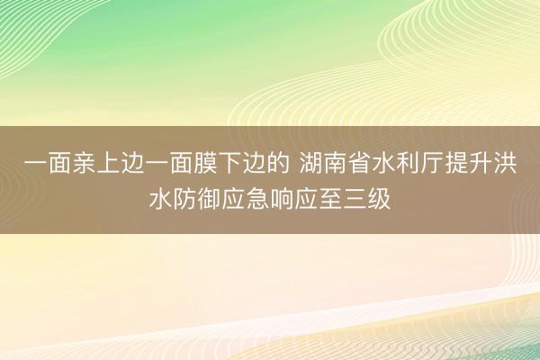 一面亲上边一面膜下边的 湖南省水利厅提升洪水防御应急响应至三级