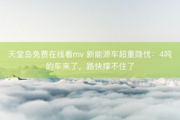 天堂岛免费在线看mv 新能源车超重隐忧：4吨的车来了，路快撑不住了