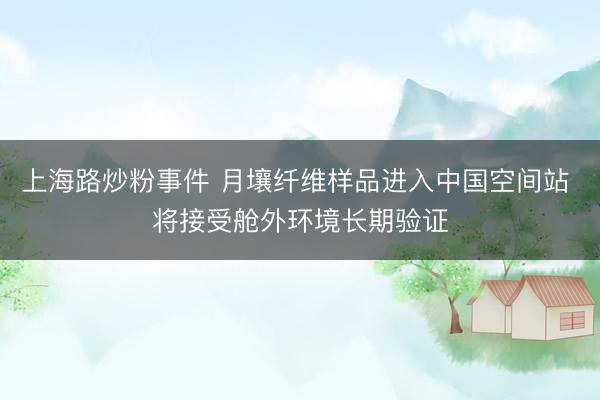上海路炒粉事件 月壤纤维样品进入中国空间站 将接受舱外环境长期验证