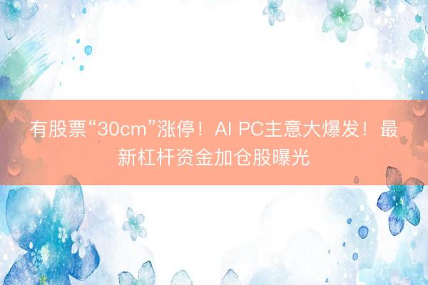 有股票“30cm”涨停！AI PC主意大爆发！最新杠杆资金加仓股曝光