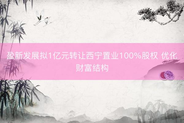 盈新发展拟1亿元转让西宁置业100%股权 优化财富结构
