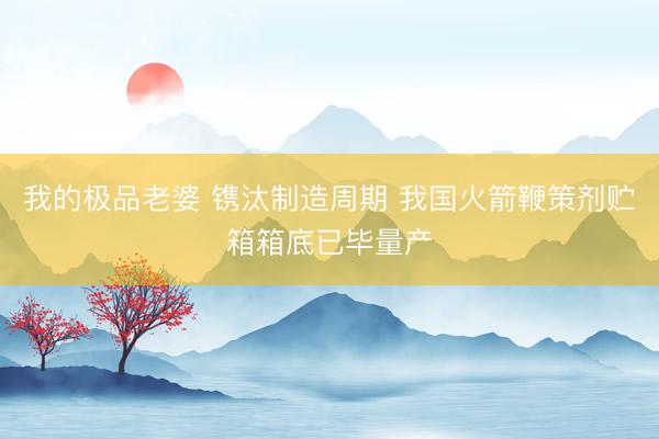 我的极品老婆 镌汰制造周期 我国火箭鞭策剂贮箱箱底已毕量产