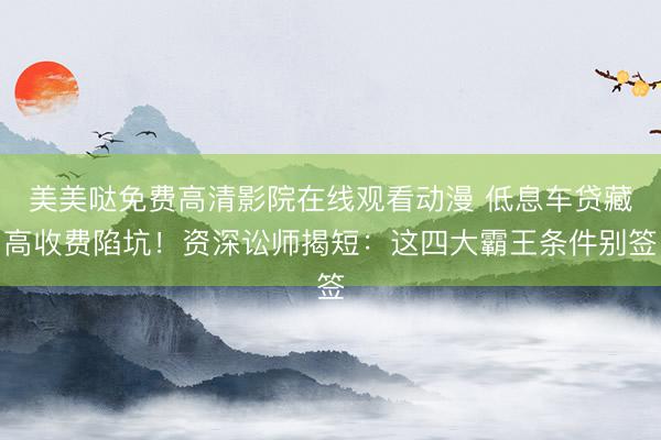 美美哒免费高清影院在线观看动漫 低息车贷藏高收费陷坑！资深讼师揭短：这四大霸王条件别签