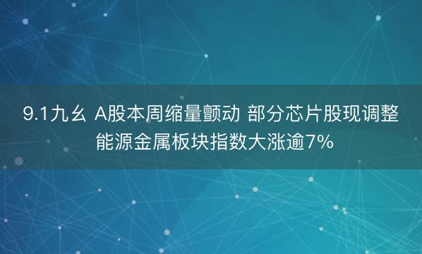 9.1九幺 A股本周缩量颤动 部分芯片股现调整 能源金属板块指数大涨逾7%