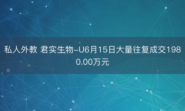 私人外教 君实生物-U6月15日大量往复成交1980.00万元