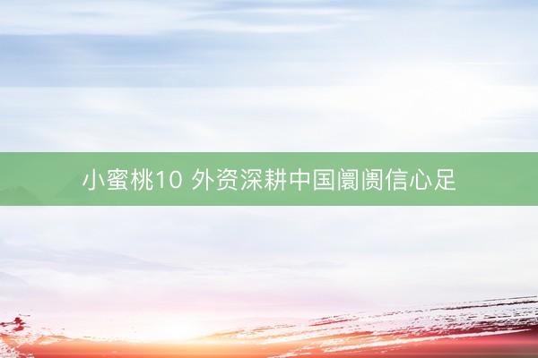 小蜜桃10 外资深耕中国阛阓信心足