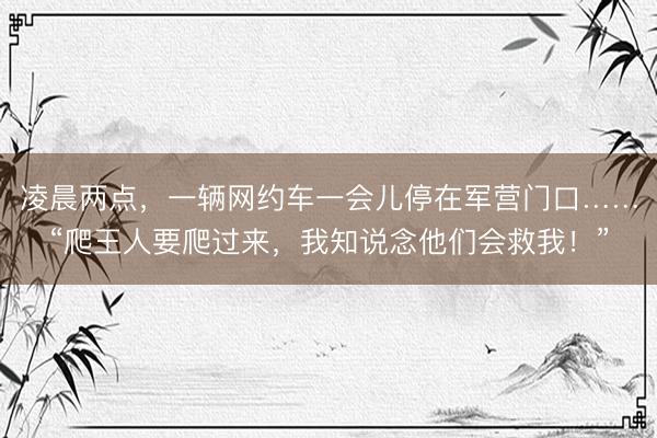 凌晨两点，一辆网约车一会儿停在军营门口……“爬王人要爬过来，我知说念他们会救我！”