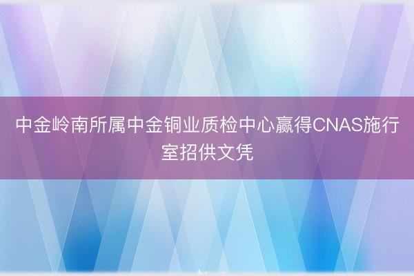 中金岭南所属中金铜业质检中心赢得CNAS施行室招供文凭